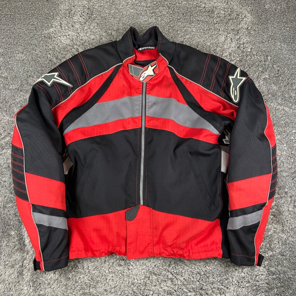 Alpinestars Armoured Motorcycle Jacket Mens L Red Racing Colorblock Biker Coat
